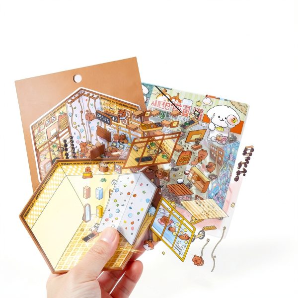 3D Sticker Scene Set Xuoent A5-6 Brown Animal Cartoon 6 Pieces-3