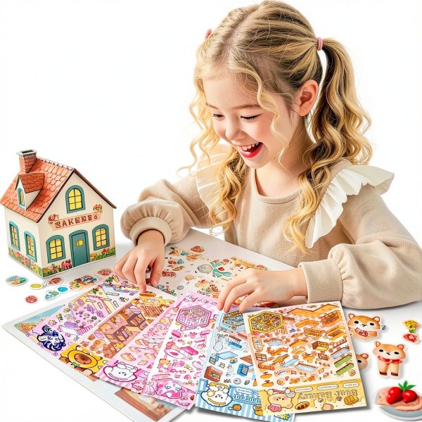 Xuoent 3D Animal Sticker Set 6 Pieces A1-6 Sets Reusable Waterproof-3