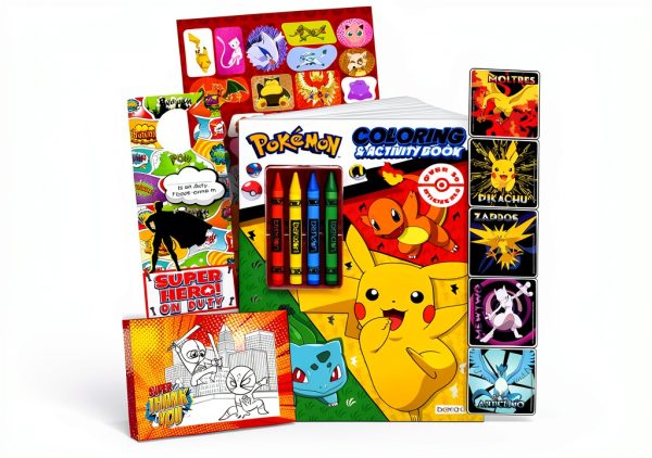 Bendon Pokemon Sticker & Coloring Book Set for Kids Small Black-0