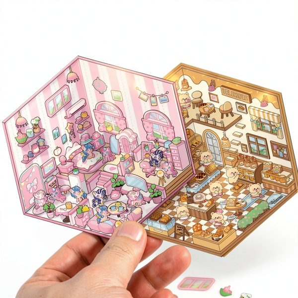 3D Sticker Scene Set Xuoent A5-6 Brown Animal Cartoon 6 Pieces-1