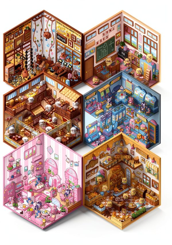 3D Sticker Scene Set Xuoent A5-6 Brown Animal Cartoon 6 Pieces-0