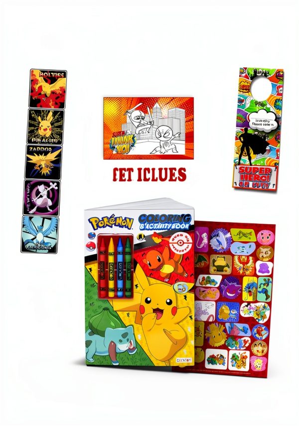 Bendon Pokemon Sticker & Coloring Book Set for Kids Small Black-1