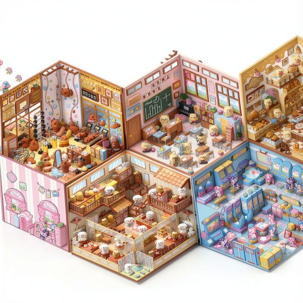 3D Sticker Scene Set Xuoent A5-6 Brown Animal Cartoon 6 Pieces-4