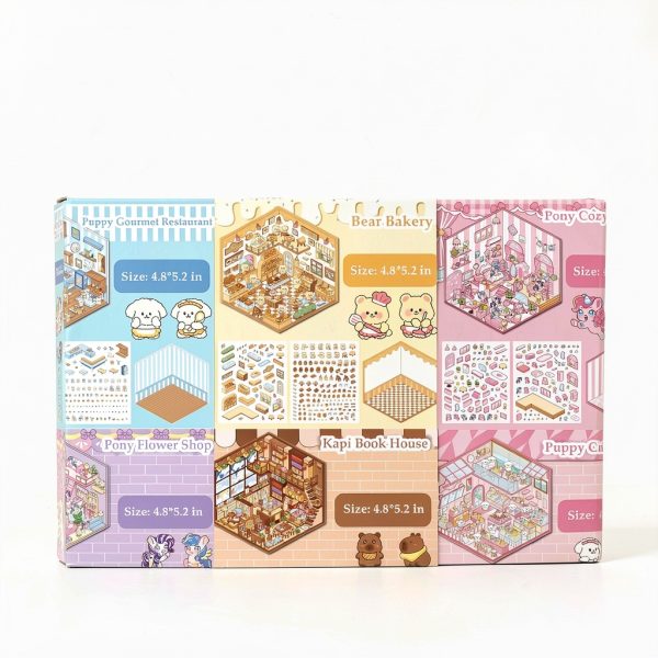 Xuoent 3D Animal Sticker Set 6 Pieces A1-6 Sets Reusable Waterproof-5