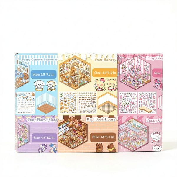 Xuoent 3D Animal Sticker Set 6 Pieces A1-6 - Reusable Waterproof PET-5