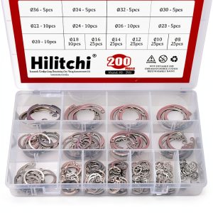 Internal Snap Retaining Ring Kit Hilitchi 200pcs 15-Size 304 Stainless-0