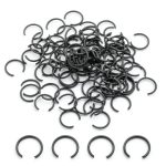 uxcell 100Pcs Round Wire C-Clips Retaining Rings 70Mn Steel Black-0