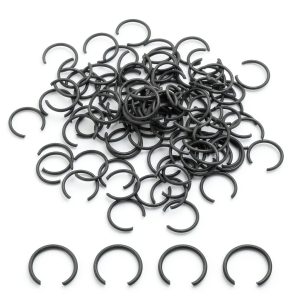 uxcell 100Pcs Round Wire C-Clips Retaining Rings 70Mn Steel Black-0
