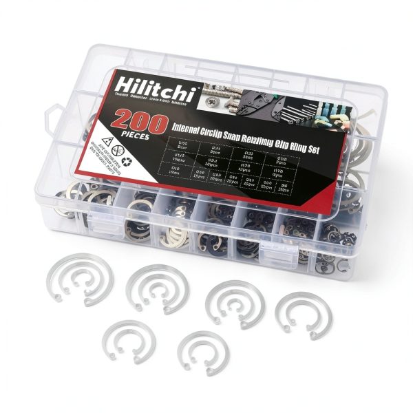 Internal Snap Retaining Ring Kit Hilitchi 200pcs 15-Size 304 Stainless-6