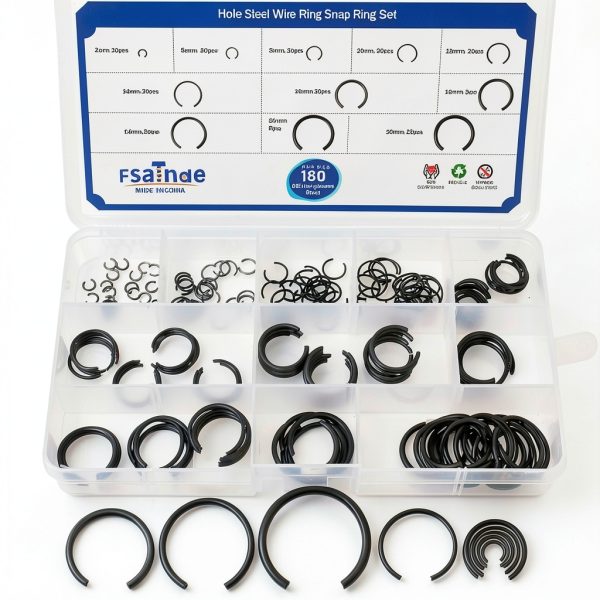 GB8951 65Mn Hole Steel Wire Snap Ring Set by FSATNDE 180pcs-0