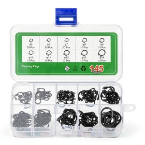External Retaining Rings uxcell 145pcs 10 Sizes M5-M14 65Mn Steel-0