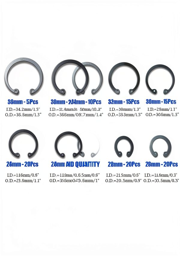 Internal Circlips Glarks 300Pcs Retaining Ring Kit Alloy Steel-1