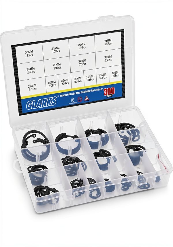 Internal Circlips Glarks 300Pcs Retaining Ring Kit Alloy Steel-4