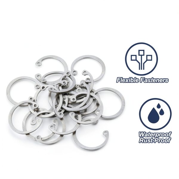 PATIKIL 25mm ID Internal Retaining Rings, 20 Pcs E-Clip Snap Ring 304 Stainless Steel Internal Circlip for Automobile Valve Equipment Bearings-2